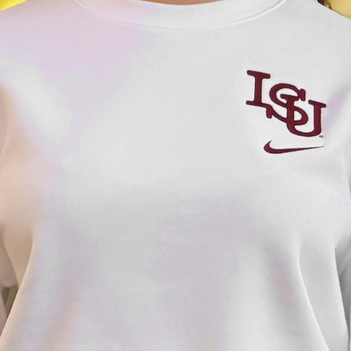 Nike Vintage ISU White Crewneck Sweatshirt design close up
